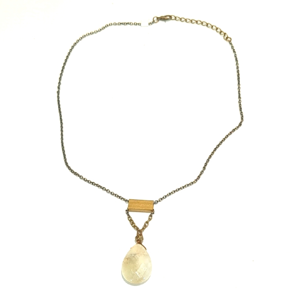 🟣Boho Gold Necklace with Teardrop Pendant